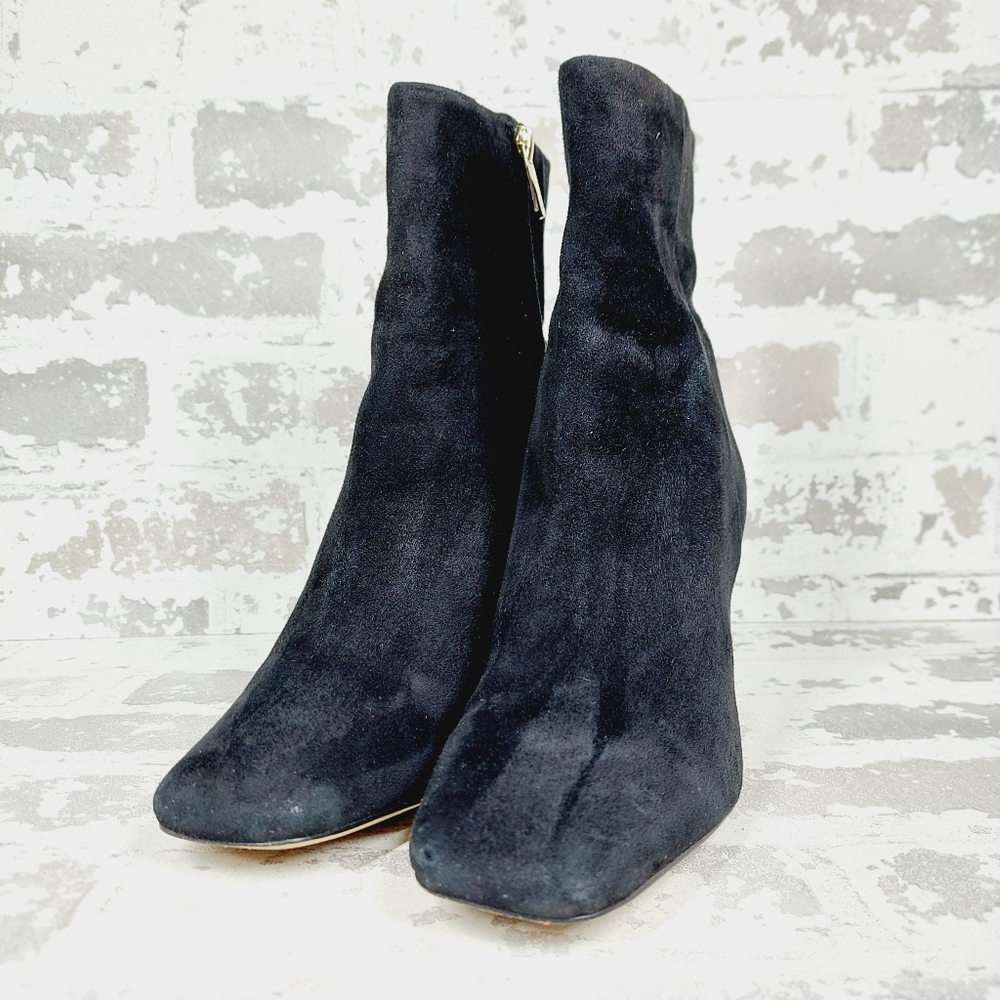 Sam Edelman Codie Black Suede Leather Block Heel Ankle Boots  M372 - Picture 2 of 12